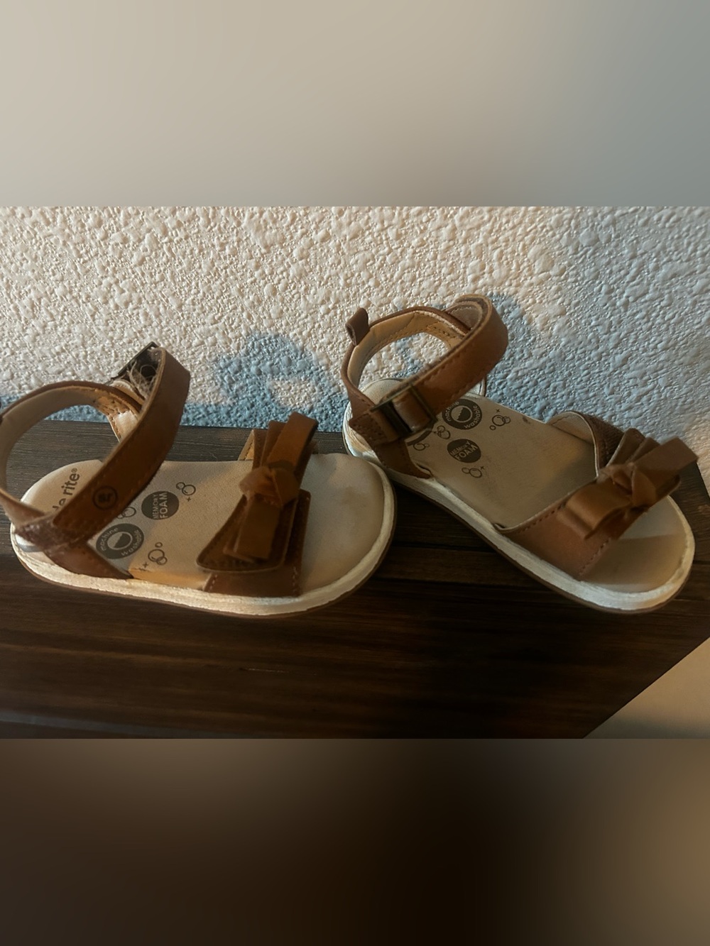 Stride Rite Toddler Brown Faux-Leather Sandals with Bow